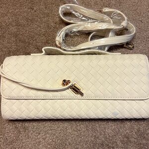 Elegant Cream Woven Clutch
